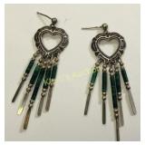 vtg sterling & green turquoise earrings