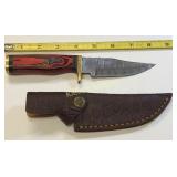 Kershaw style Damascus knife hunting /bowie w/she