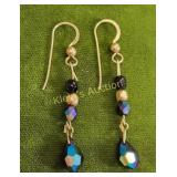 14K yellow gold earrings w/swarovski crystals este