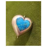 vtg sterling turquoise heart earring or pendant