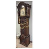 Antique Tall Case Grandfather oak clock attrib tin