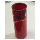 antique hand blown red bud vase w/sterling