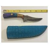 Damascus steel hunting knife w/ sheath