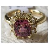 14K gold  Diamond & pink sapphire  ring w/appraisl