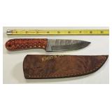 damascus steel hunting knife w/sheath exc!