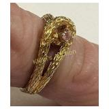 vtg 18K hge & pink tourmaline ring sz 5