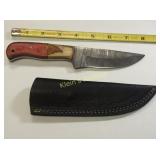 Damascus steel hunting knife w/sheath