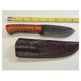 hand made steel fixed blade knife w/leather sheath