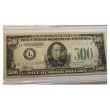 1934A $500 Federal reserve note VF+ currency