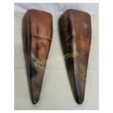 rare artisan pottery wall pocket vase, bronze 2