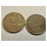 Portugal 20 escudos coins lot of 2