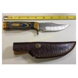 hunting skinning knife w/leather sheath