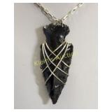 hand crafted obsidian arrowhead pendant & necklace