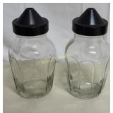 vintage glass sugar shakers 10 sided lot of 2