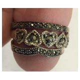 sterling & marcasite rings lot of 3