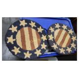 antique hook wool flag chair pads lot of 4