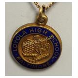 1965 gold filled pendant & necklace high school