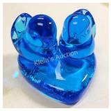 blue hand blown  glass lovebird by Leo Ward