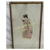 1904 lithograph sweet violets Victorian art oval