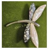 sleek pearlized mop dragon fly pin brooch mint