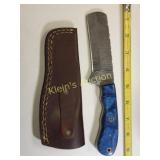 damascus bull cutter texas cowboy knife w/sheath