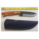 hunting knife hand made w/sheath fixed blade
