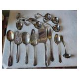 large lot of silver plate utensil & serving spoons