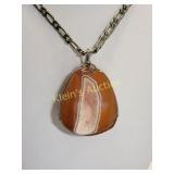orange druzy agate crazy lace & 14k gf necklace