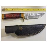 hunting knife w/leather sheath fixed blade