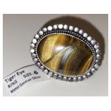 tiger eye German silver ring nwt