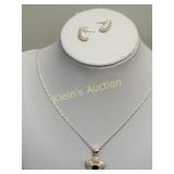 designer signed sterling silver necklace & earrigs