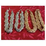 vtg braided necklaces gold & silver tone Mika 4 ps
