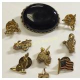 brooches,& pin collection 9 pcs