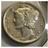 silver mercury dime wwII ef++ 1943 coin