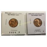 bu lincoln cents wheat pennies 1956 & 58