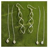 sterling silver earrings lot of 3 twist & 2 heart