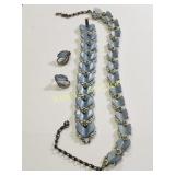 thermo set blue Bracelet ,Necklace w/sterling earr
