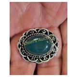 german silver blue / green onyx ring NWT