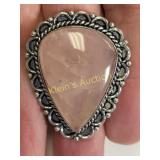 pear shape rose quartz ring german silver nwt