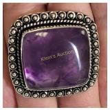 german silver ring w. 29x 27mm amethyst