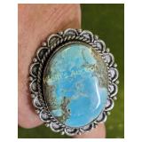 german silver & turquoise ring sx 8 1/2 nwt