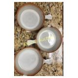 drip brown glaze pottery saucepans lot of 3