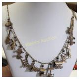 vtg kingston NY charm necklace piano, windmill etc