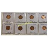 8 lincoln cent BU Red pennies coins 1962-81