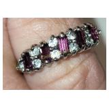 Cocktail ring marquis shape faux amethyst & round