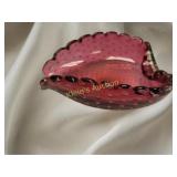Murano vtg controlled bubble raspberry glass Bowl