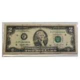 1995 2$ bill error overprint on reverse