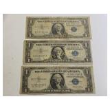 lot of 3 silver certificates dollar bills 1935-57