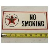 cast iron vtg Texaco gas station no smoking sign