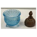 antique bronze servants lady bell & Fenton blue